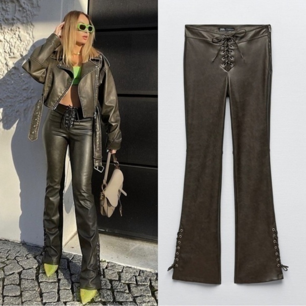 BLOGGERS FAVORITE NWT ZARA Laced Faux Leather Pants